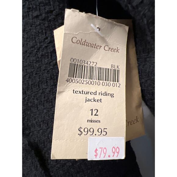 NWT Cold Water Creek Women’s Button‎ Front Textured Riding Jacket Size 12 Black - Picture 3 of 4